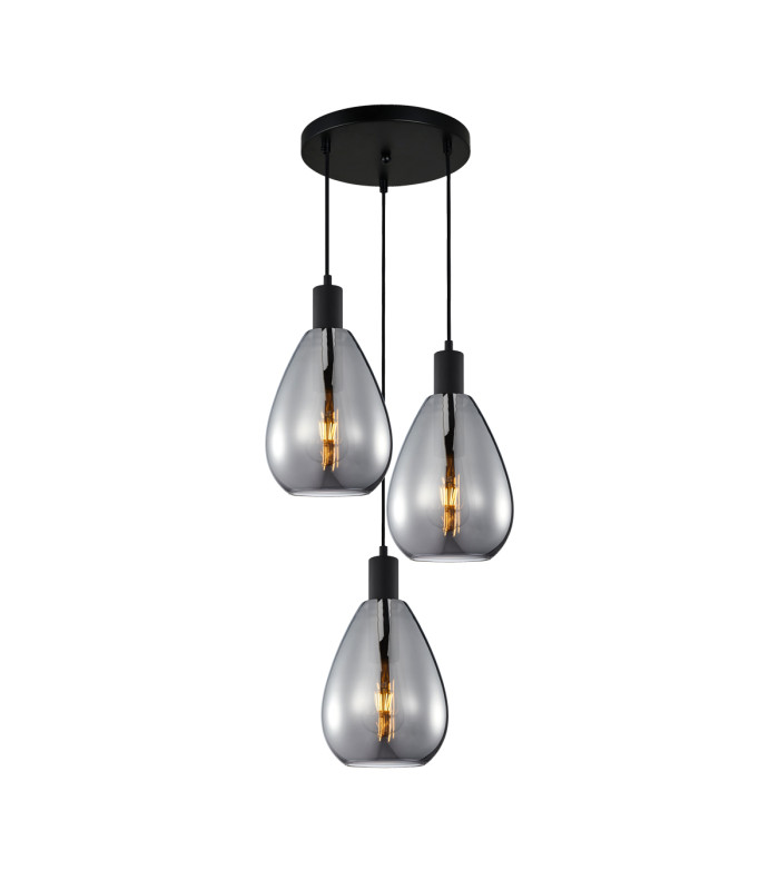 Zulo Cluster Pendant Ceiling Light Black 3xE27-1