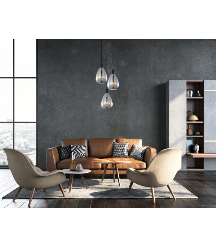 Zulo Cluster Pendant Ceiling Light Black 3xE27-5