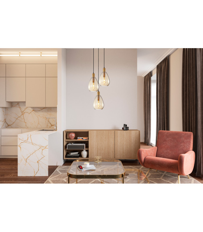 Zulo Cluster Pendant Ceiling Light Brass 3xE27-5