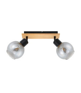 Barel Twin Ceiling Spotlight Black Wooden 2xE27-1