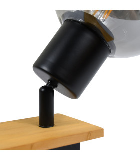 Barel Twin Ceiling Spotlight Black Wooden 2xE27-3