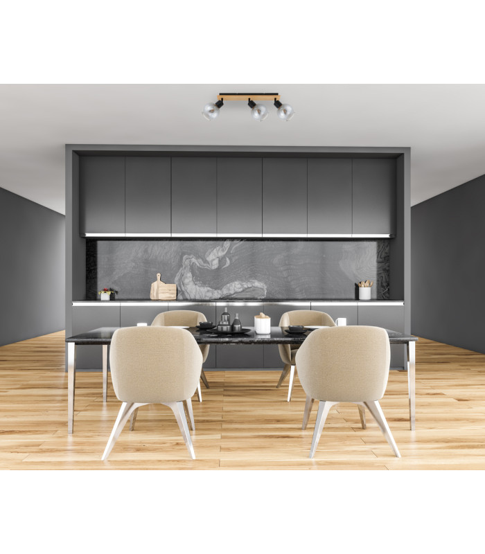 Barel Ceiling Spotlight Bar Black Wooden 3xE27-5