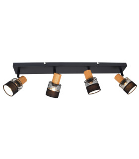 Coletta Ceiling Spotlight Bar Black Wood Fabric 4xE14-1
