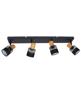 Coletta Ceiling Spotlight Bar Black Wood Fabric 4xE14-4