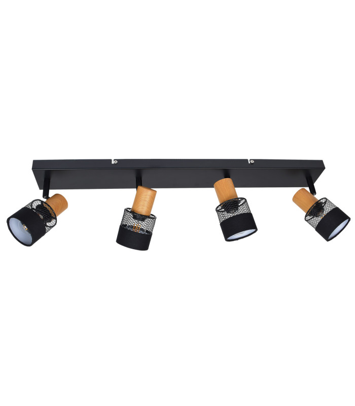 Coletta Ceiling Spotlight Bar Black Wood Fabric 4xE14-4