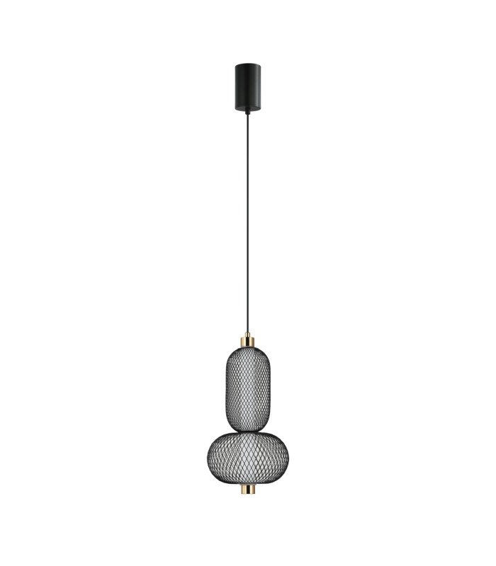 Marco Wire Frame Pendant Ceiling Light Black 3000K Warm White-2