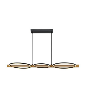 Natano Bar Pendant Ceiling Light Black 3000K Warm White 3xLED-1