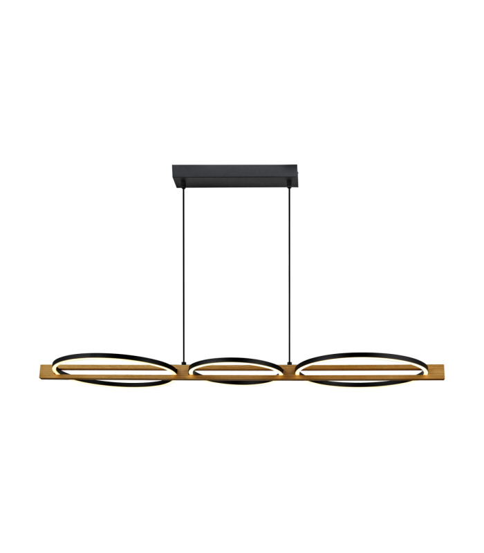 Natano Bar Pendant Ceiling Light Black 3000K Warm White 3xLED-1