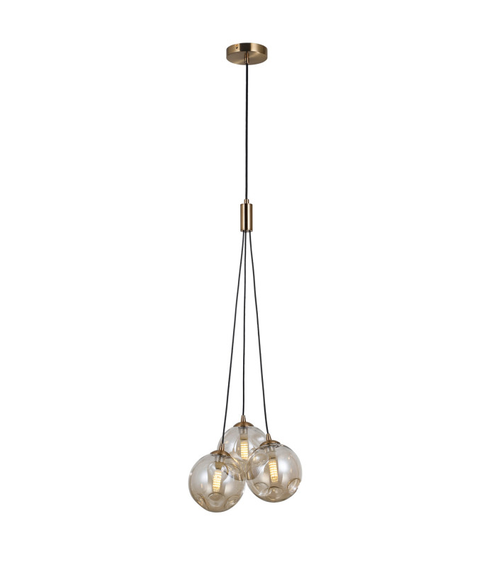 Perlos Cluster Pendant Ceiling Light Honey Brass 3xG9-4