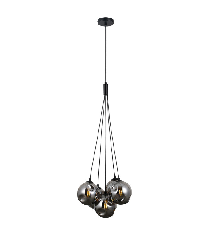 Perlos Cluster Pendant Ceiling Light Matt Black 5xG9-4
