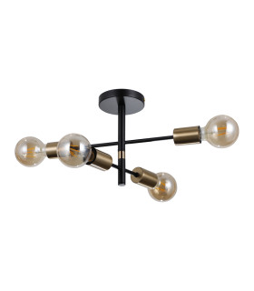 Piansi Multi Arm Semi Flush Ceiling Lamp Matt Black Honey Brass 4xE27-1