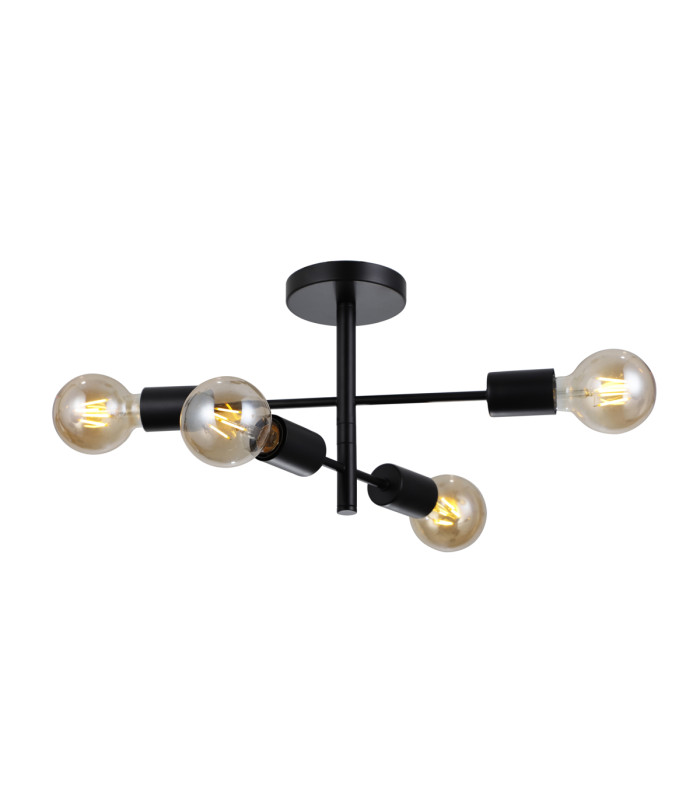 Piansi Multi Arm Semi Flush Ceiling Lamp Matt Black 4xE27-2