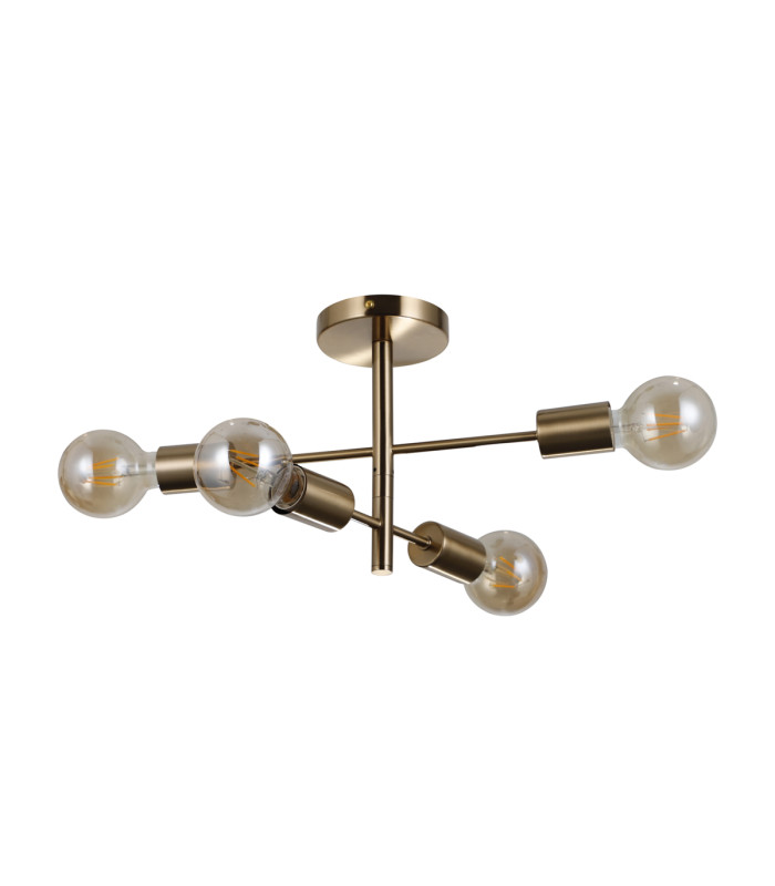 Piansi Multi Arm Semi Flush Ceiling Lamp Honey Brass 4xE27-1