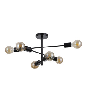Piansi Multi Arm Semi Flush Ceiling Lamp Matt Black 6xE27-1