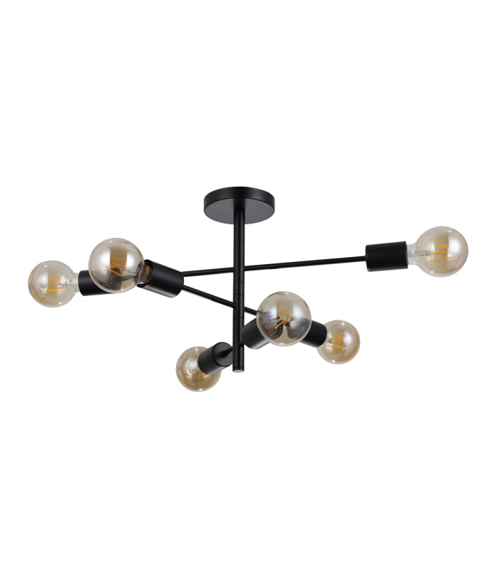 Piansi Multi Arm Semi Flush Ceiling Lamp Matt Black 6xE27-1