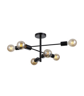 Piansi Multi Arm Semi Flush Ceiling Lamp Matt Black 6xE27-2