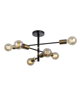Piansi Multi Arm Semi Flush Ceiling Lamp Matt Black Honey Brass 6xE27-2