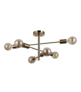 Piansi Multi Arm Semi Flush Ceiling Lamp Honey Brass 6xE27-1