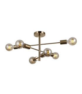 Piansi Multi Arm Semi Flush Ceiling Lamp Honey Brass 6xE27-2