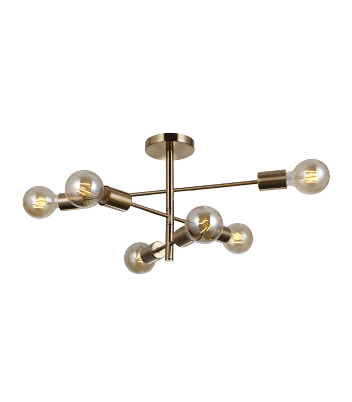 Piansi Multi Arm Semi Flush Ceiling Lamp Honey Brass 6xE27-2
