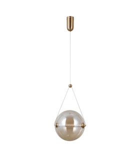 Rastia 25cm Globe Pendant Ceiling Light Gold Amber Shade 3000K Warm White-1