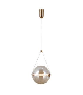 Rastia 25cm Globe Pendant Ceiling Light Gold Amber Shade 3000K Warm White-2