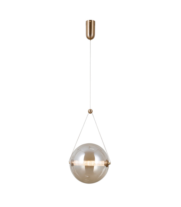 Rastia 25cm Globe Pendant Ceiling Light Gold Amber Shade 3000K Warm White-2