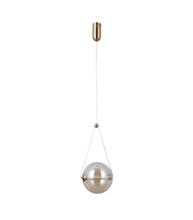 Rastia 20cm Globe Pendant Ceiling Light Gold Amber Shade 3000K Warm White-1