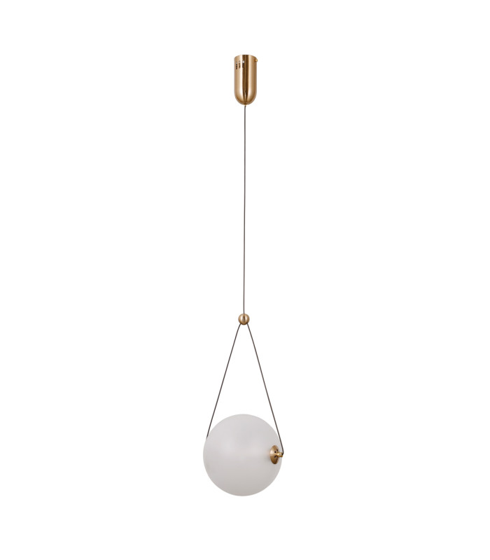 Rastia 20cm Globe Pendant Ceiling Light Gold Opal Shade 3000K Warm White-1