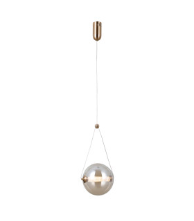 Rastia 20cm Globe Pendant Ceiling Light Gold Amber Shade 3000K Warm White-2
