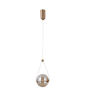 Rastia 15cm Globe Pendant Ceiling Light Gold Amber Shade 3000K Warm White-1