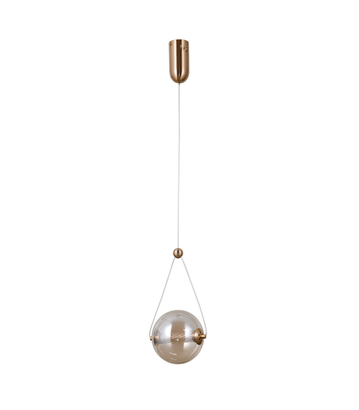 Rastia 15cm Globe Pendant Ceiling Light Gold Amber Shade 3000K Warm White-1