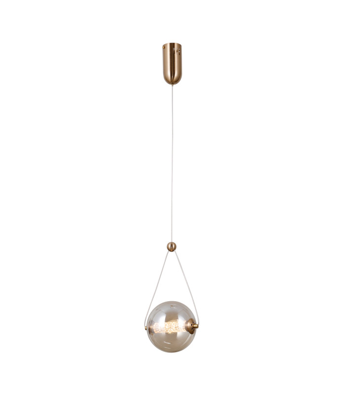 Rastia 15cm Globe Pendant Ceiling Light Gold Amber Shade 3000K Warm White-2