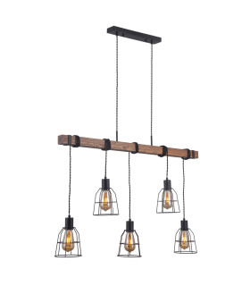 Reda Bar Pendant Ceiling Light Matt Black 5xE27-1