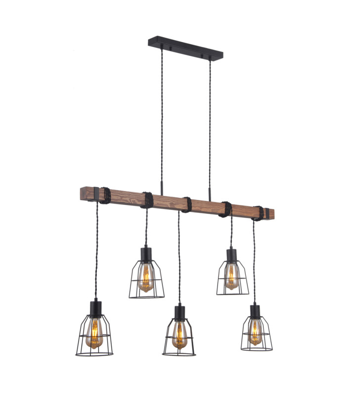 Reda Bar Pendant Ceiling Light Matt Black 5xE27-1