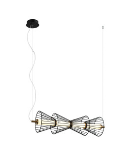 Sanke 63cm Wire Frame Pendant Ceiling Light Black 3000K Warm White-1
