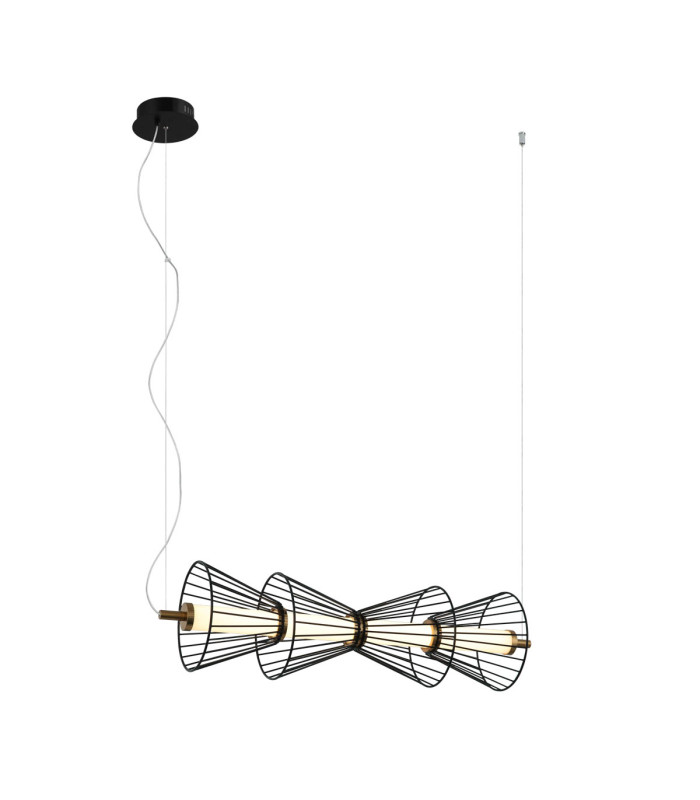 Sanke 63cm Wire Frame Pendant Ceiling Light Black 3000K Warm White-1