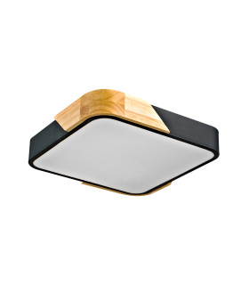 Santer Decorative Flush Ceiling Light Wood Black 3000K Warm White-1