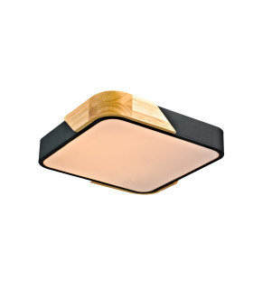 Santer Decorative Flush Ceiling Light Wood Black 3000K Warm White-2