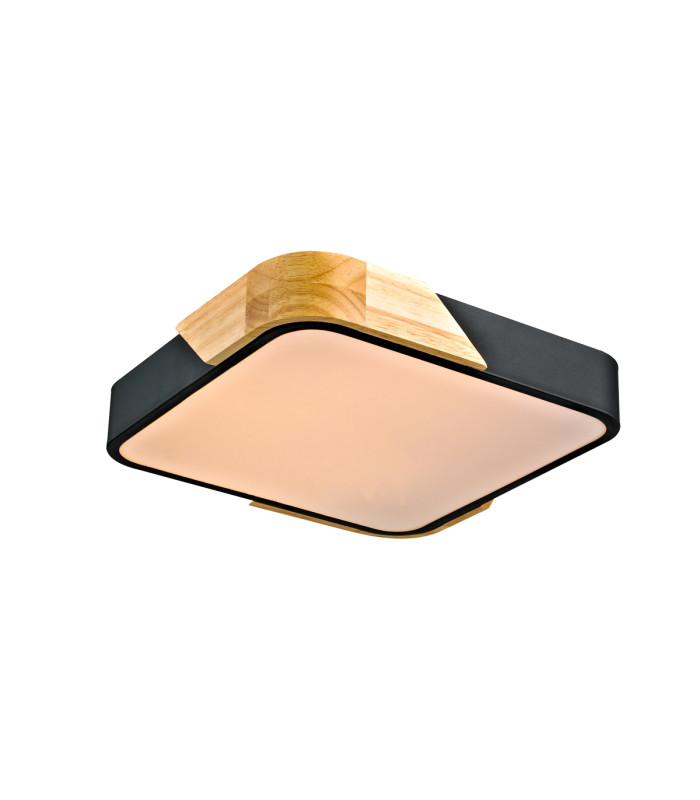 Santer Decorative Flush Ceiling Light Wood Black 3000K Warm White-2