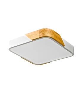 Santer Decorative Flush Ceiling Light Wood White 3000K Warm White-1
