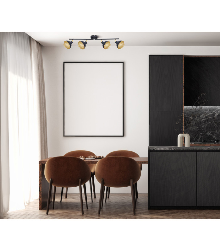 Savio Ceiling Spotlight Bar Matt Black Gold 4xE14-5