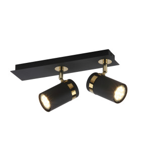 Verano Twin Ceiling Spotlight Matt Black Gold Chrome 2xGU10-1