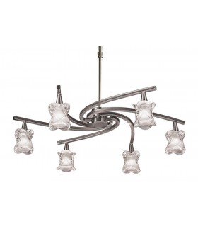 Telescopic Ceiling Pendant Semi Flush Convertible 6 Light G9, Satin Nickel - 1