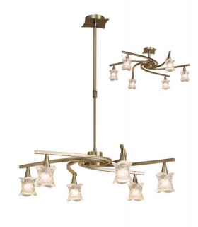 TelescopicCeiling Pendant Semi Flush Convertible 6 Light G9, Antique Brass - 1