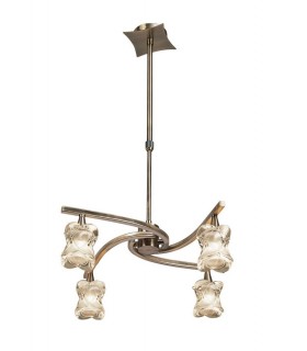Telescopic Ceiling Pendant Semi Flush Convertible 4 Light G9, Antique Brass - 1