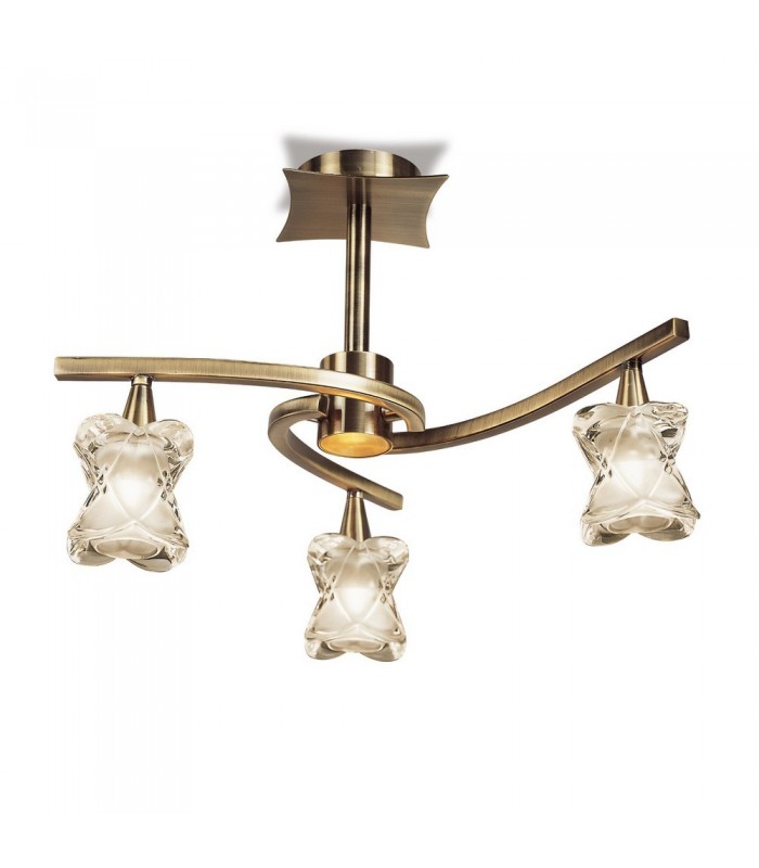 Semi Flush Ceiling 3 Light G9, Antique Brass - 1