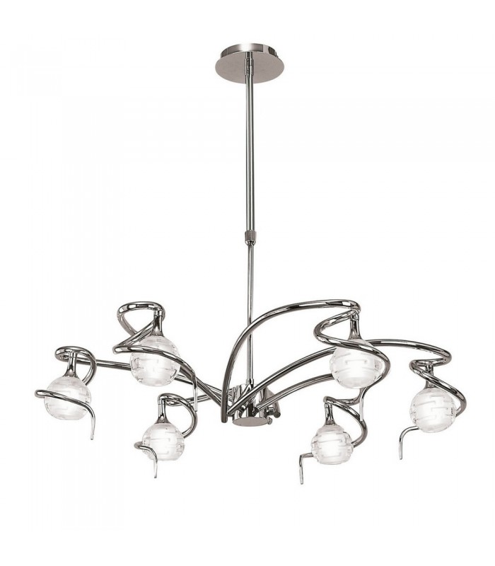 Telescopic Ceiling Pendant Semi Flush Convertible 6 Light G9, Polished Chrome - 1