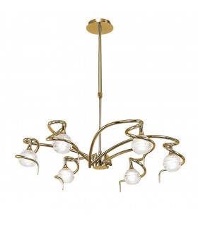 Telescopic Ceiling Pendant Semi Flush Convertible 6 Light G9, Polished Brass - 1