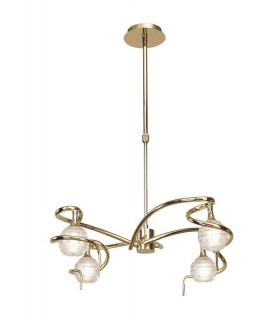 Telescopic Ceiling Pendant Semi Flush Convertible 4 Light G9, Polished Brass - 1